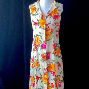 Women’s VICTORIA’S SECRET VINTAGE Floral Button-Down Semi-Sheer Maxi Gown Sz M